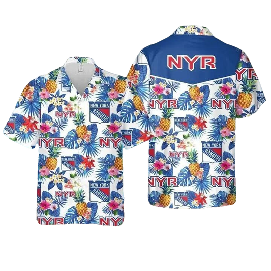 New York Rangers Hawaiian Shirt, Beach Shorts, NHL Hawaiian Shirt Moonbestprint