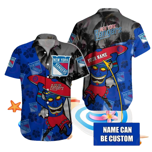 Nhl New York Rangers Special Native Hawaiians Design Button Shirt, NHL Hawaiian Shirt Moonbestprint