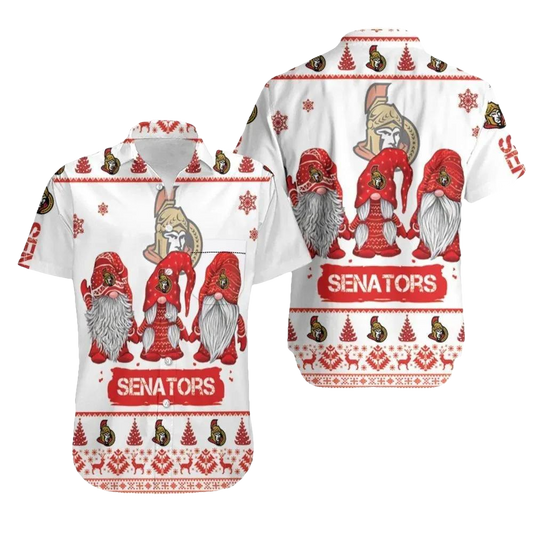 Christmas Gnomes Ottawa Senators Christmas 3D Hawaiian Shirt, NHL Hawaiian Shirt Moonbestprint