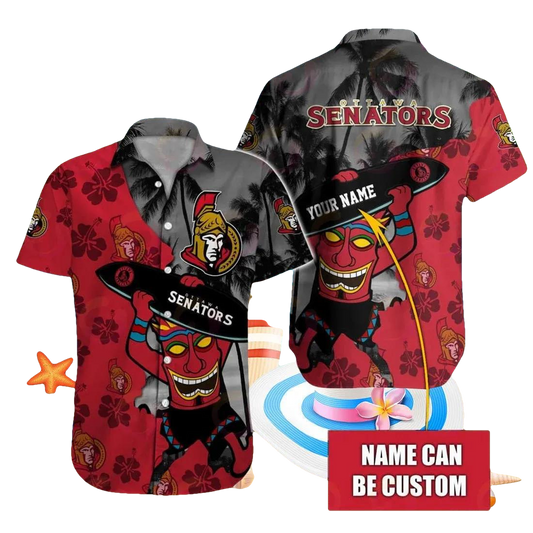 Nhl Ottawa Senators Special Native Hawaiians Design Button Shirt, NHL Hawaiian Shirt Moonbestprint
