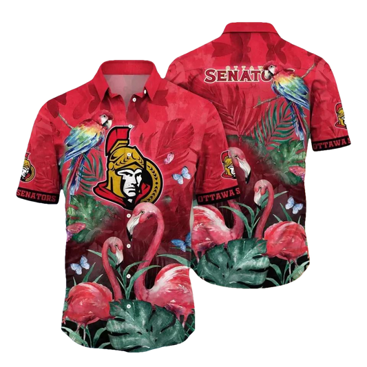 Ottawa Senators Flamigo Hawaiian Shirt, Aloha Hawaiian Shirt, NHL Hawaiian Shirt Moonbestprint