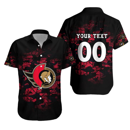 Ottawa Senators Hawaiian Shirt Camouflage Vintage - NHL, NHL Hawaiian Shirt Moonbestprint