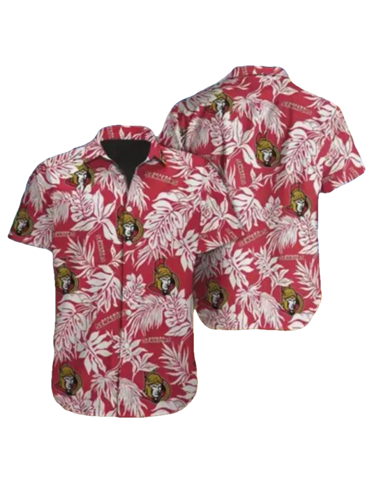 Ottawa Senators Hawaiian Shirt, Tropical Leaf Aloha Beach Hawaiian Shirt, NHL Hawaiian Shirt Moonbestprint