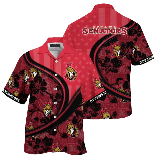 Ottawa Senators Summer Flower Hawaiian Shirt, Hockey Team Hawaiian Shirt, NHL Hawaiian Shirt Moonbestprint