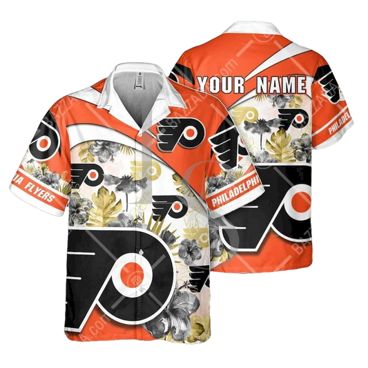 NHL Philadelphia Flyers Floral Beach Trip Personalized Hawaiian Shirt, NHL Hawaiian Shirt Moonbestprint