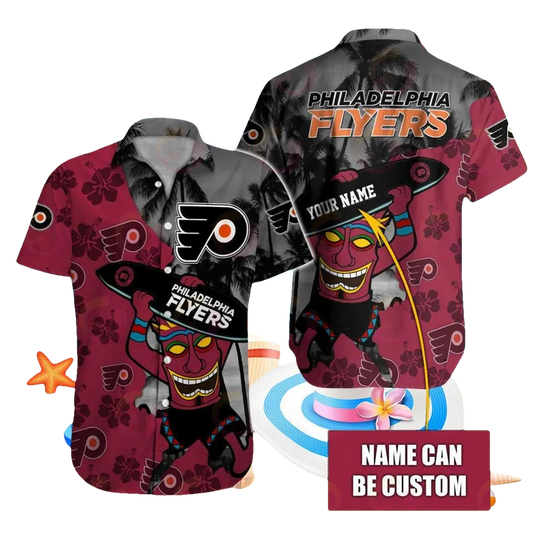 Nhl Philadelphia Flyers Special Native Hawaiians Design Button Shirt, NHL Hawaiian Shirt Moonbestprint