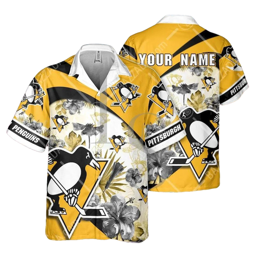 NHL Pittsburgh Penguins Floral Beach Trip Personalized Hawaiian Shirt, NHL Hawaiian Shirt Moonbestprint