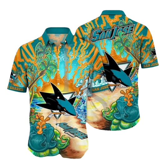 San Jose Sharks Aloha Island Hawaii Shirt, NHL Hawaiian Shirt Moonbestprint