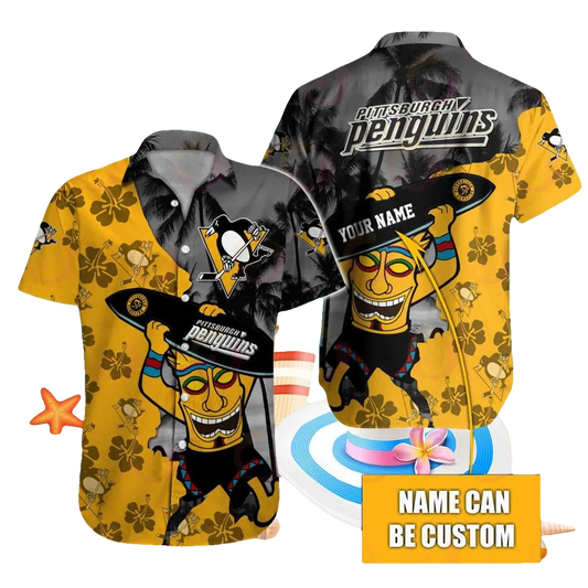 Nhl Pittsburgh Penguins Special Native Hawaiians Design Button Shirt, NHL Hawaiian Shirt Moonbestprint