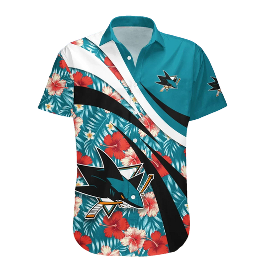San Jose Sharks Hawaiian Shirt Hibiscus Sport Style - NHL, NHL Hawaiian Shirt Moonbestprint