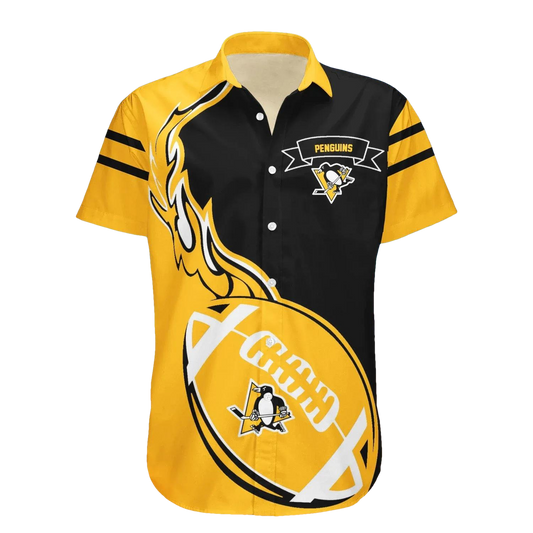 Pittsburgh Penguins Hawaiian Shirt Flame Ball - NHL, NHL Hawaiian Shirt Moonbestprint