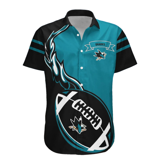 San Jose Sharks Hawaiian Shirt Flame Ball - NHL, NHL Hawaiian Shirt Moonbestprint