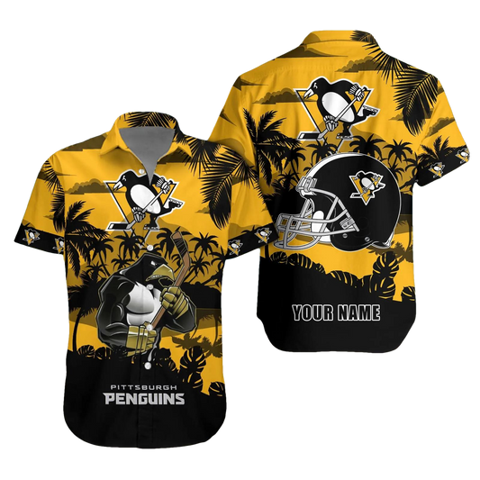 Pittsburgh Penguins Personalized Hawaiian Shirt – Custom Name, NHL Hawaiian Shirt Moonbestprint