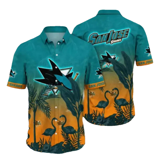 San Jose Sharks NHL Hawaiian Shirt Sunningtime Aloha Shirt, NHL Hawaiian Shirt Moonbestprint