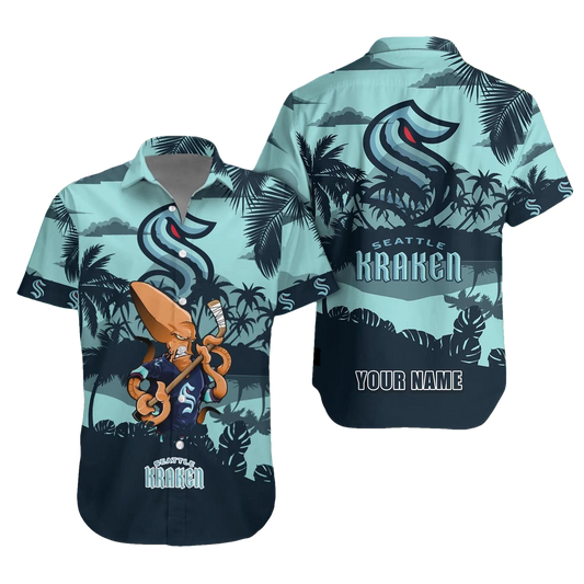 Seattle Kraken Personalized Hawaiian Shirt – Custom Name, NHL Hawaiian Shirt Moonbestprint