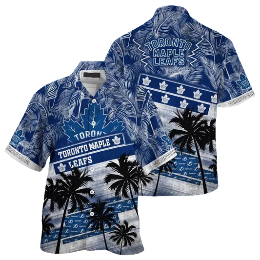 Toronto Maple Leafs Palm Tree Pattern Hawaiian Shirt, NHL Hawaiian Shirt Moonbestprint