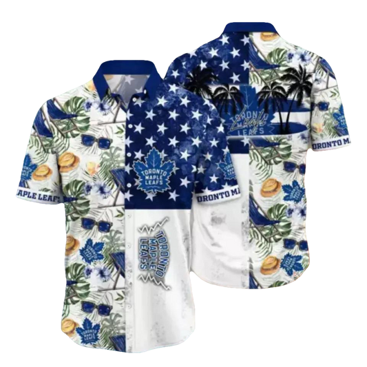 Toronto Maple Leafs Tropical Flower Hawaiian Shirt, NHL Hawaiian Shirt Moonbestprint
