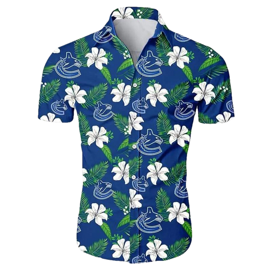 Vancouver Canucks Hawaiian Shirt Floral Button Up 2, NHL Hawaiian Shirt Moonbestprint