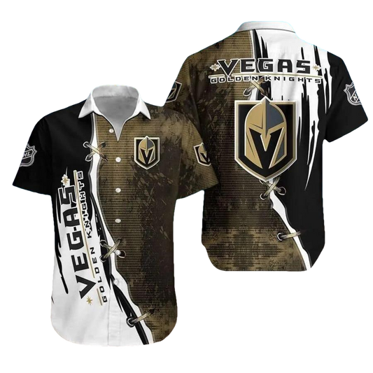Vegas Golden Knights Brown And Black Hawaiian Shirt, NHL Hawaiian Shirt Moonbestprint