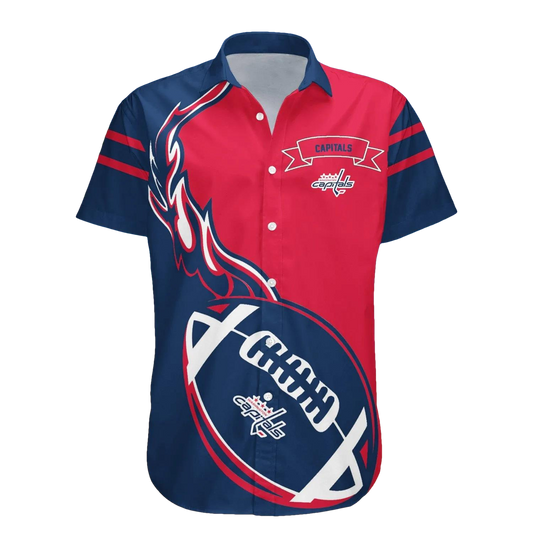 Washington Capitals Hawaiian Shirt Flame Ball - NHL, NHL Hawaiian Shirt Moonbestprint