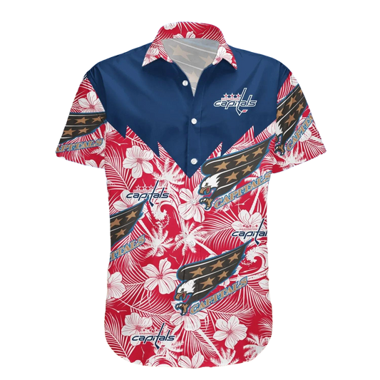 Washington Capitals Hawaiian Shirt Tropical Seamless- NHL, NHL Hawaiian Shirt Moonbestprint