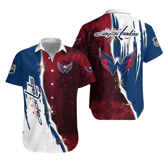 Washington Capitals Red And Blue Hawaiian Shirt, NHL Hawaiian Shirt Moonbestprint