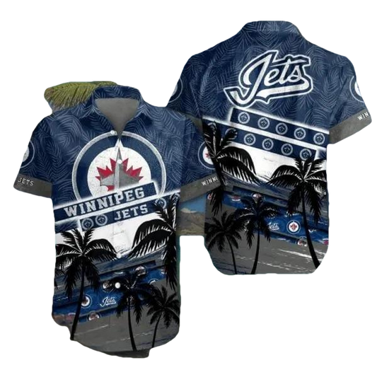 NHL Winnipeg Jets Coconut Tree Beach Aloha 3D Hawaiian Shirt, NHL Hawaiian Shirt Moonbestprint