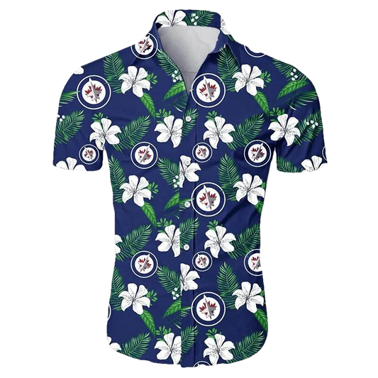 Winnipeg Jets Hawaiian Shirt Tropical Flower Summer, NHL Hawaiian Shirt Moonbestprint