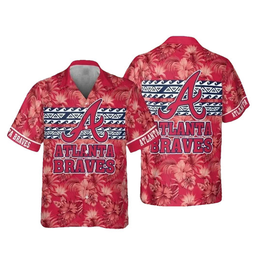 Atlanta Braves Tribal Tropics Hawaiian Shirt, Gift for Fan, MLB Hawaiian Shirt Moonbestprint