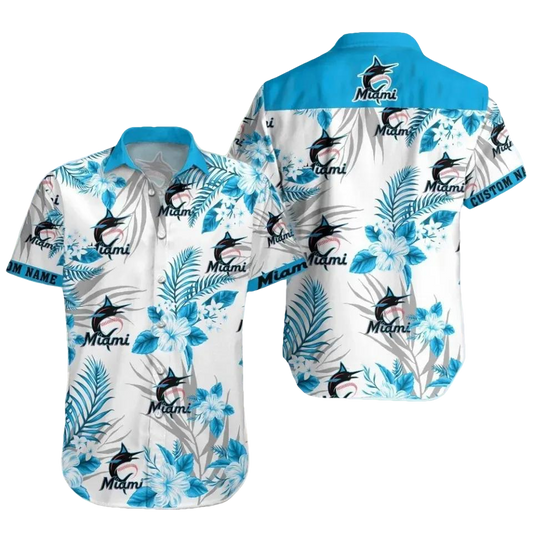 Miami Baseball Team Marlinss Custom Name Hawaiian Shirt, MLB Hawaiian Shirt Moonbestprint