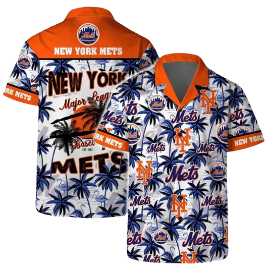 New York Baseball Team Metss Hawaiian Button Shirt, MLB Hawaiian Shirt Moonbestprint
