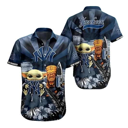 New York Baseball Team Yankees Baby Yoda Hawaiian Shirt, MLB Hawaiian Shirt Moonbestprint