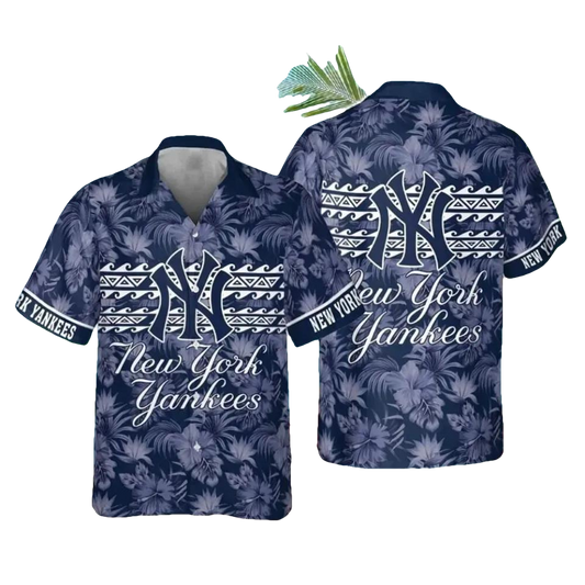 New York Baseball Team Yankeess Hawaiian Button Down Shirt 1, MLB Hawaiian Shirt Moonbestprint
