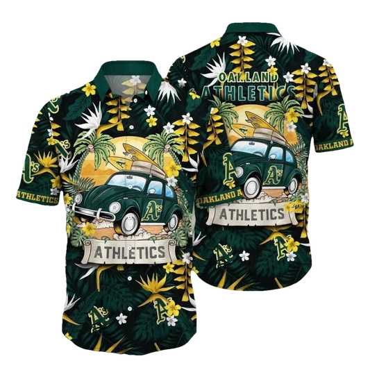 Oakland Baseball Team Athleticss Hawaiian Shirt Button Down, MLB Hawaiian Shirt Moonbestprint