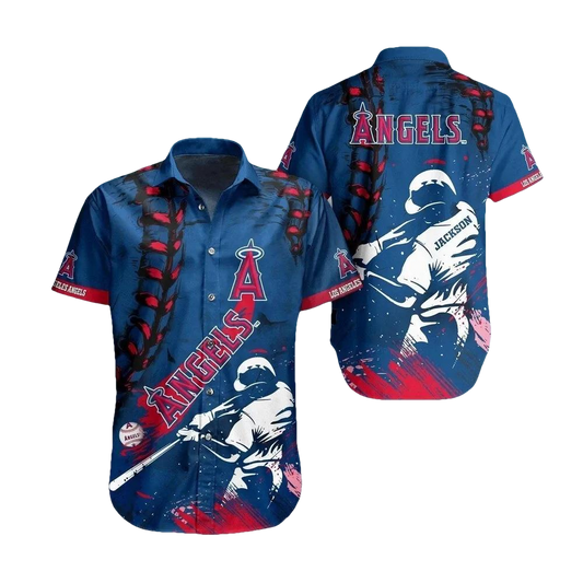 Personalized Los Angeles Baseball Team LA Angelss Hawaiian Shirt, MLB Hawaiian Shirt Moonbestprint