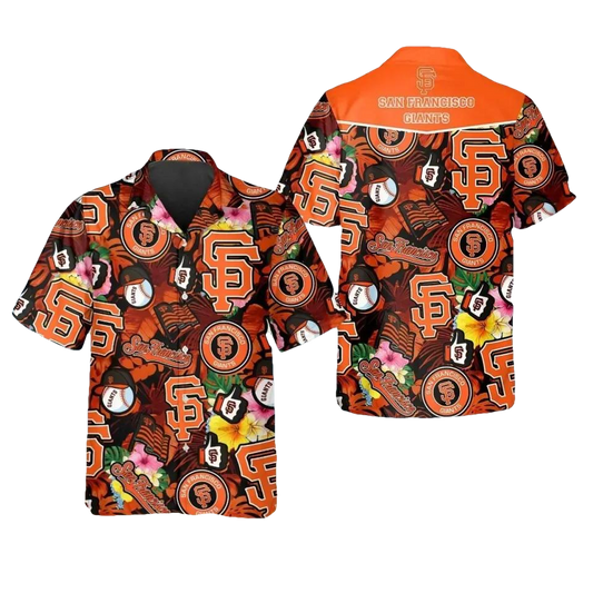 San Francisco Giants Tropical Logo Collage Hawaiian Shirt, MLB Hawaiian Shirt Moonbestprint