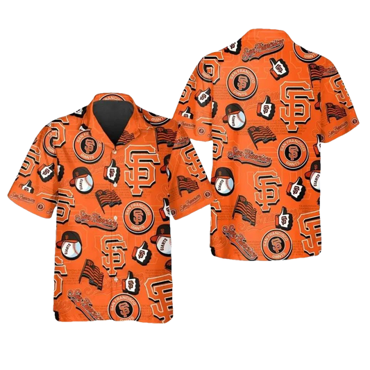 San Francisco Giants Iconic Logo Collage Hawaiian Shirt, MLB Hawaiian Shirt Moonbestprint