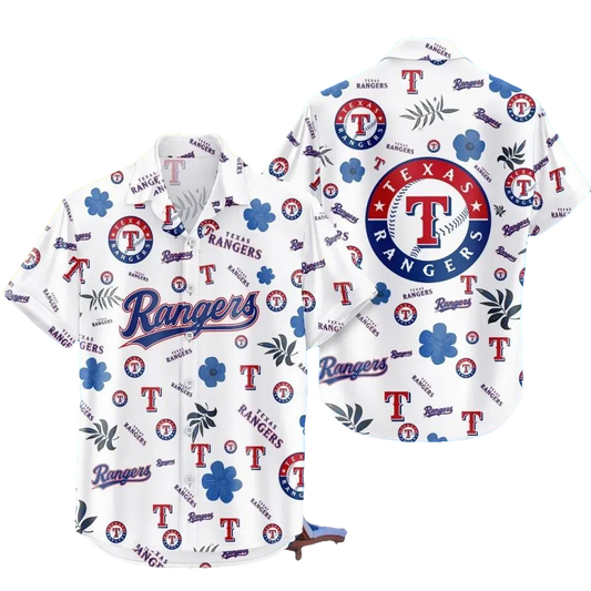 Texas Rangers Hawaiian Button Down Shirt, MLB Hawaiian Shirt Moonbestprint