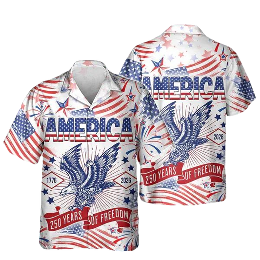 America 250 Years Of Freedom Hawaiian Shirt, 250th Anniversary Shirt, 250th Anniversary Gift Moonbestprint