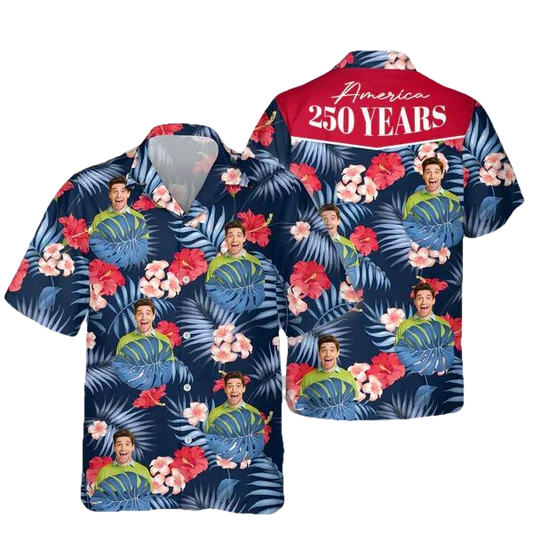 Custom Photo America 250 Years 1776 - 2026 Hawaii Shirt, 250th Anniversary Shirt, 250th Anniversary Gift Moonbestprint