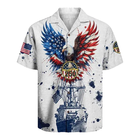 US Navy 250th Years Of Service Hawaiian Shirt, 250th Anniversary Shirt, 250th Anniversary Gift Moonbestprint
