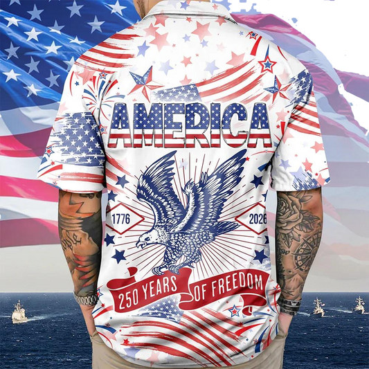 America 250 Years Of Freedom Hawaiian Shirt, 250th Anniversary Gift Moonbestprint