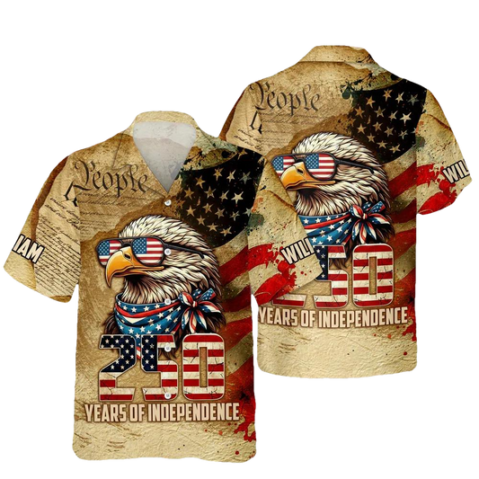 America's 250 Years Anniversary Custom Name Hawaii Shirt Personalized Patriotic Gift 2, 250th Anniversary Gift Moonbestprint