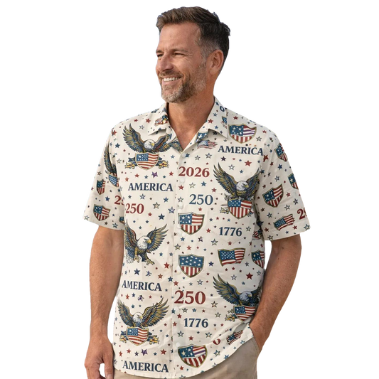 America's 250th Anniversary Personalized Patriotic Hawaiian Shirt, 250th Anniversary Gift Moonbestprint