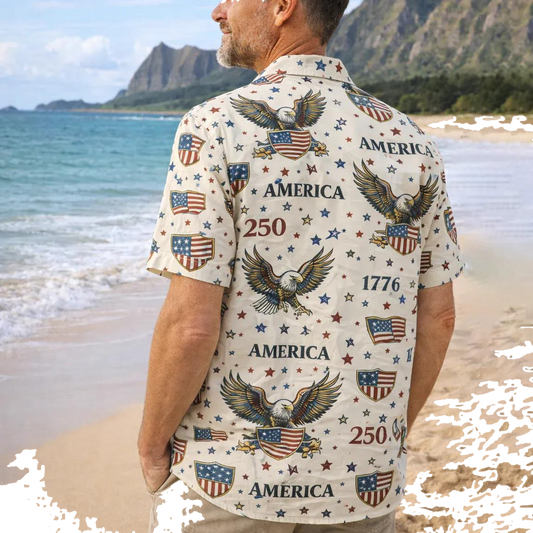 America's 250th Anniversary Personalized Patriotic Hawaiian Shirt, 250th Anniversary Gift Moonbestprint