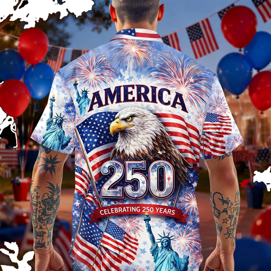 Celebrating 250th Anniversary United States Hawaiian Shirt 4th of July Gift, 250th Anniversary Gift Moonbestprint