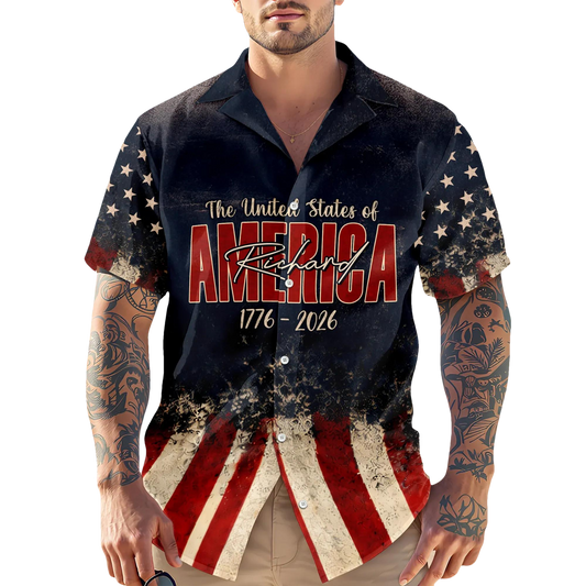 Custom Name God Bless America Eagle 1776–2026 Patriotic Hawaii Shirt, 250th Anniversary Gift Moonbestprint