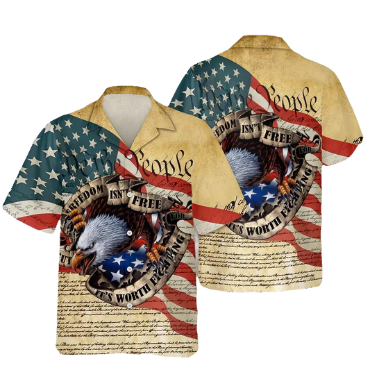 Freedom isn't Free, It's Worth Fighting For - America 250 Hawaii Shirt, 250th Anniversary Gift Moonbestprint