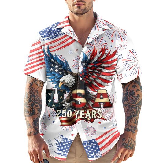 Patriotic Bald Eagle USA 250 Years Hawaii Shirt, 250th Anniversary Gift Moonbestprint