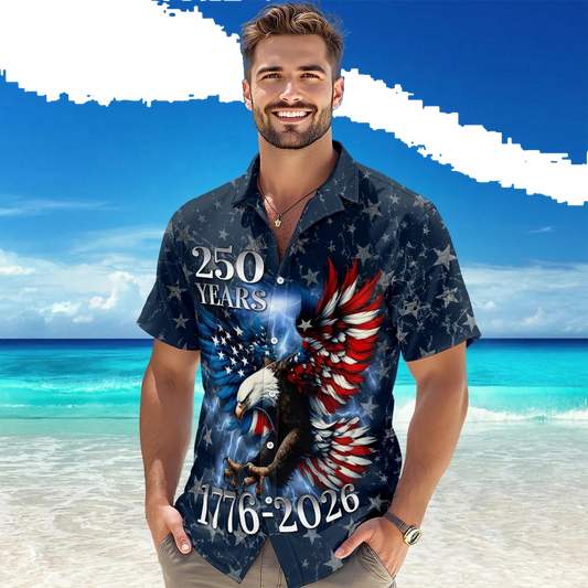 250th Anniversary Eagle Patriotic American Hawaiian Shirts, 250th Anniversary Gift Moonbestprint